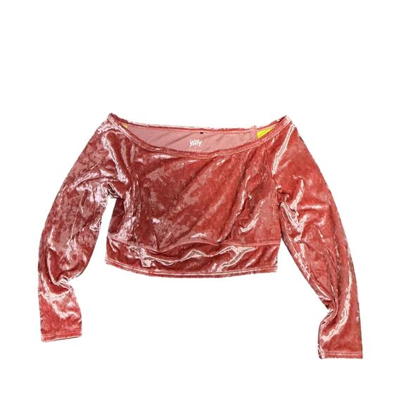 Yitty Plus Size 3X Pink Velvet Stretchy Long Sleeve Cropped Top Soft Luxe - Picture 5 of 9